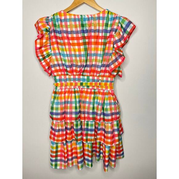 Beulah Style Ruffle Sleeve Gingham Tiered Dress size M - Picture 8 of 11